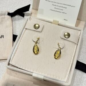 NEW Mayamar Bali Huggies Shell Earrings 24K Gold Plated